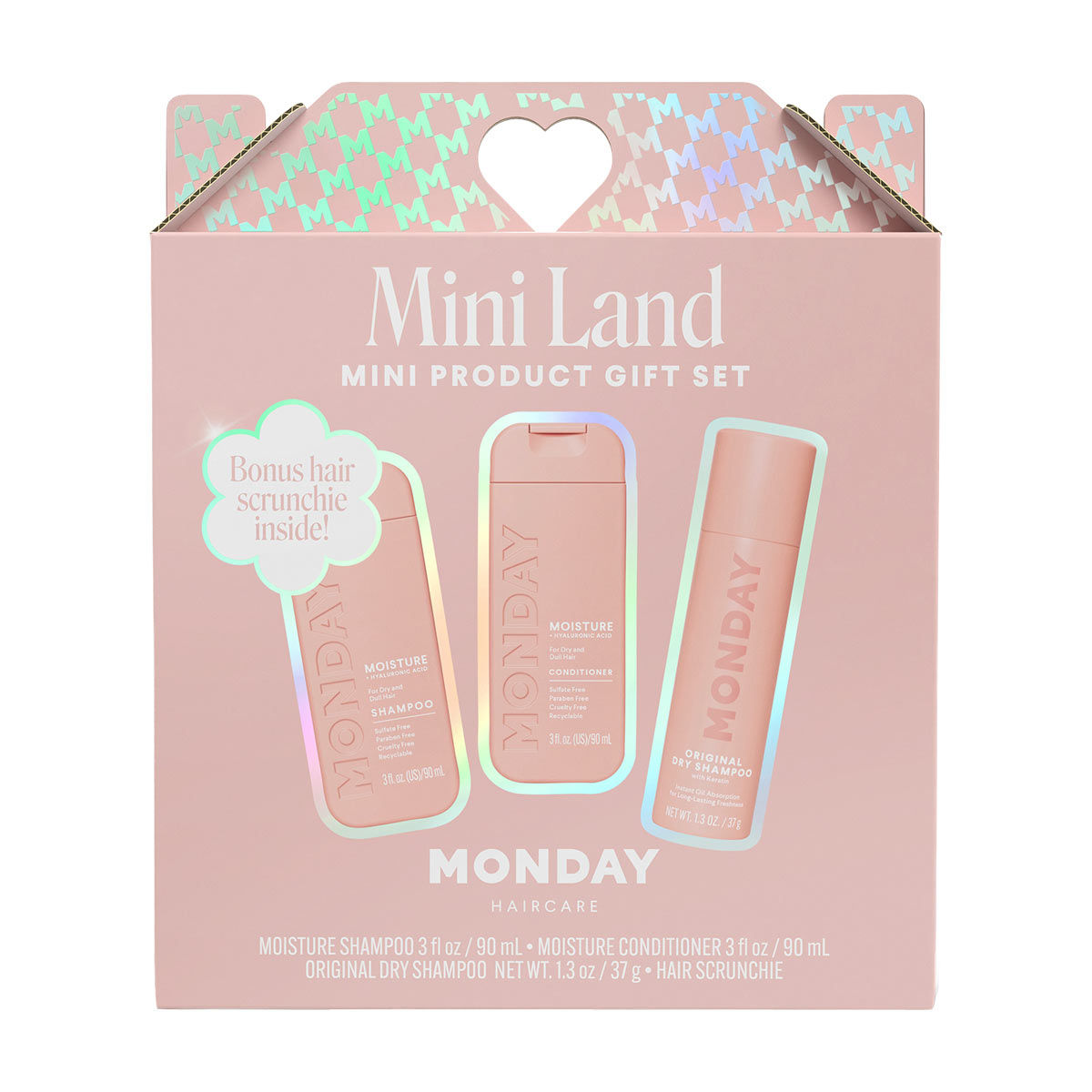 Monday Haircare Mini Land Gift Set with Scrunchie, 4 pc