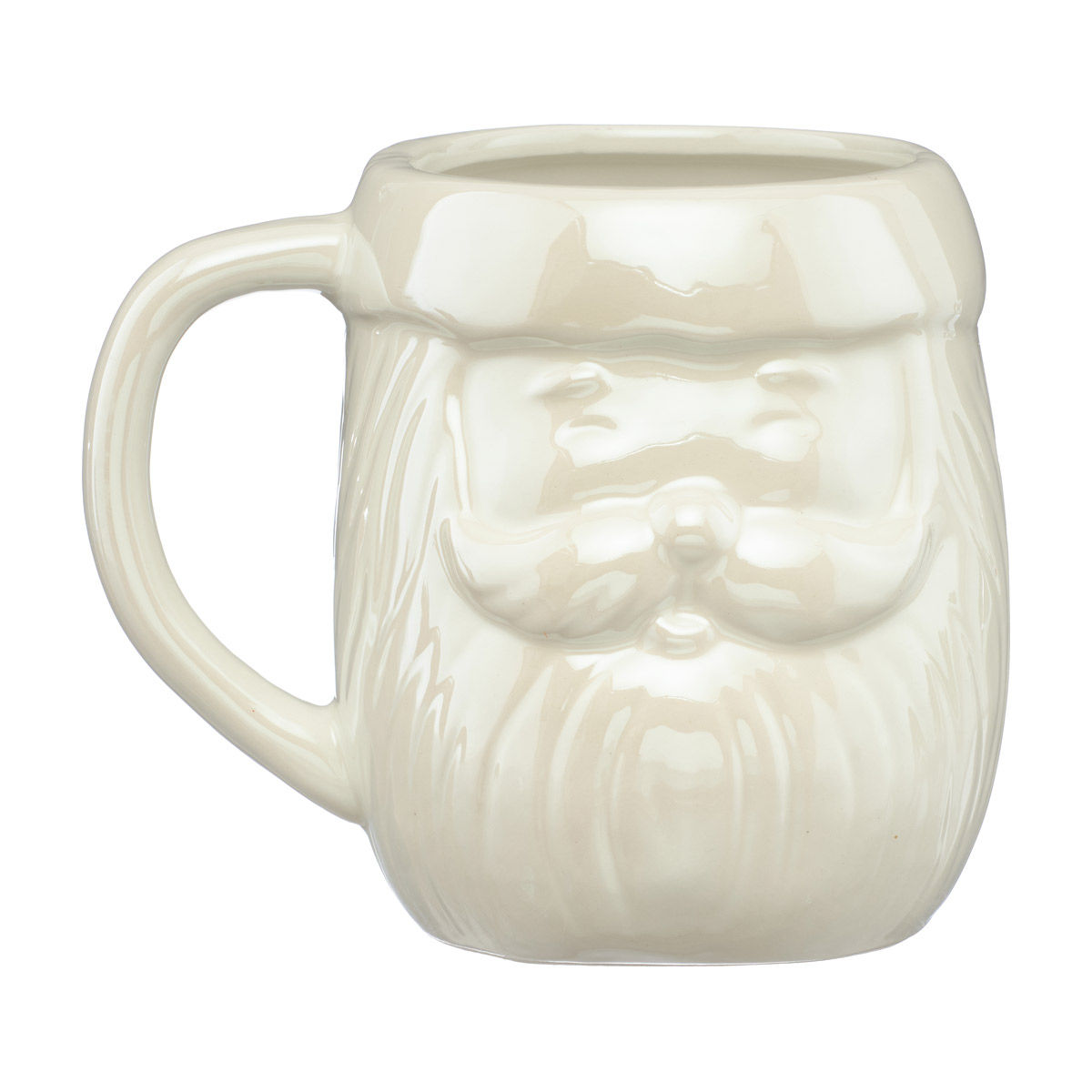 Christmas White Iridescent Santa Embossed Mug