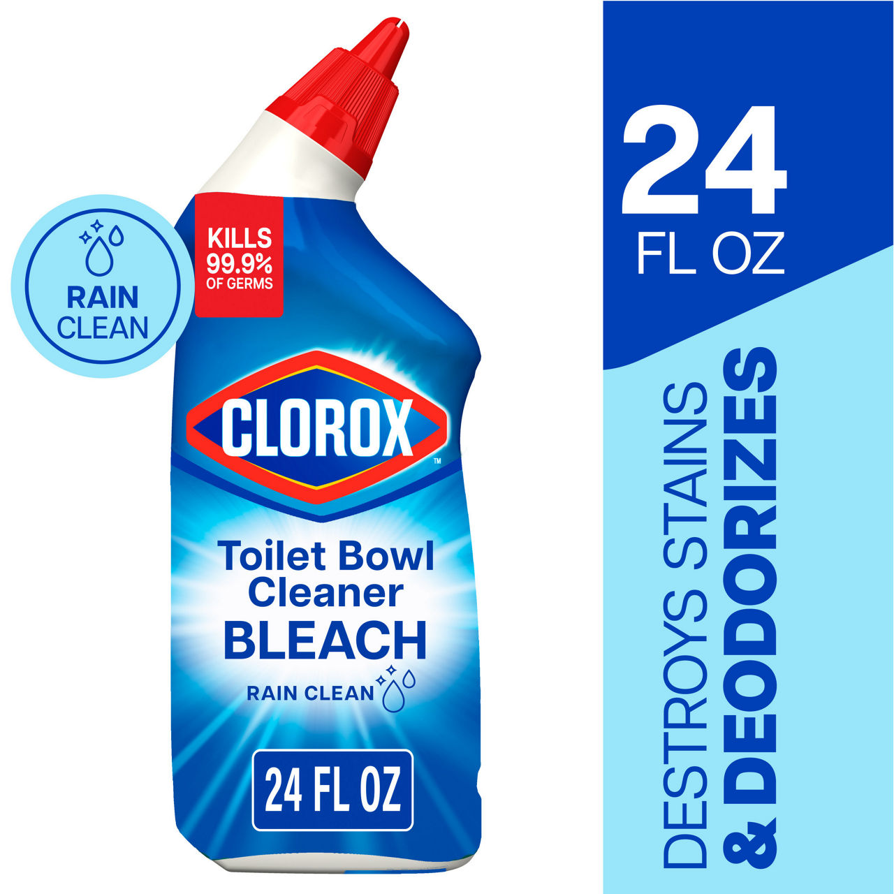 Clorox Toilet Bowl Cleaner Bleach, Rain Clean, 24 Fluid Ounces