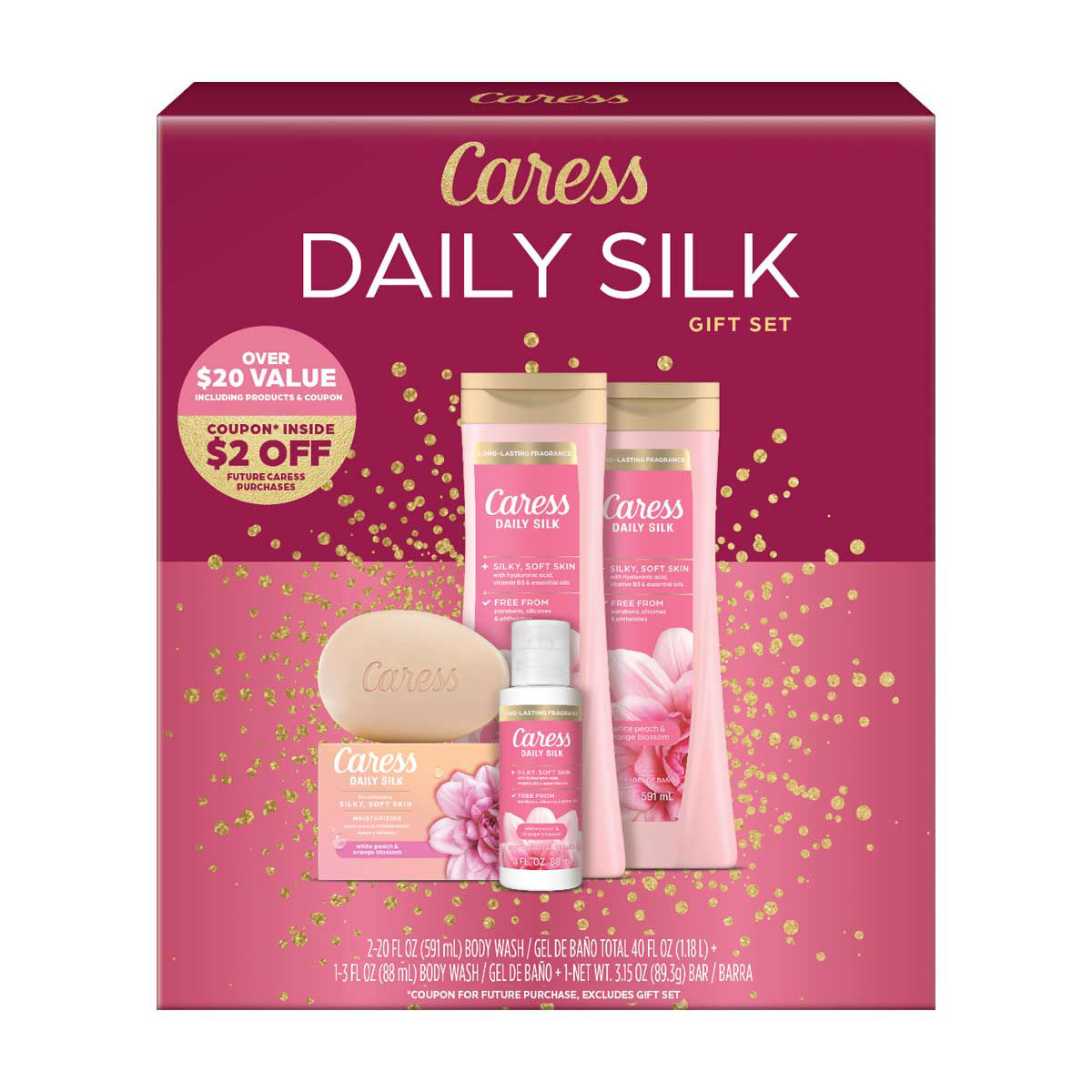 Caress Daily Silk White Peach & Orange Blossom Gift Set, 4 pc