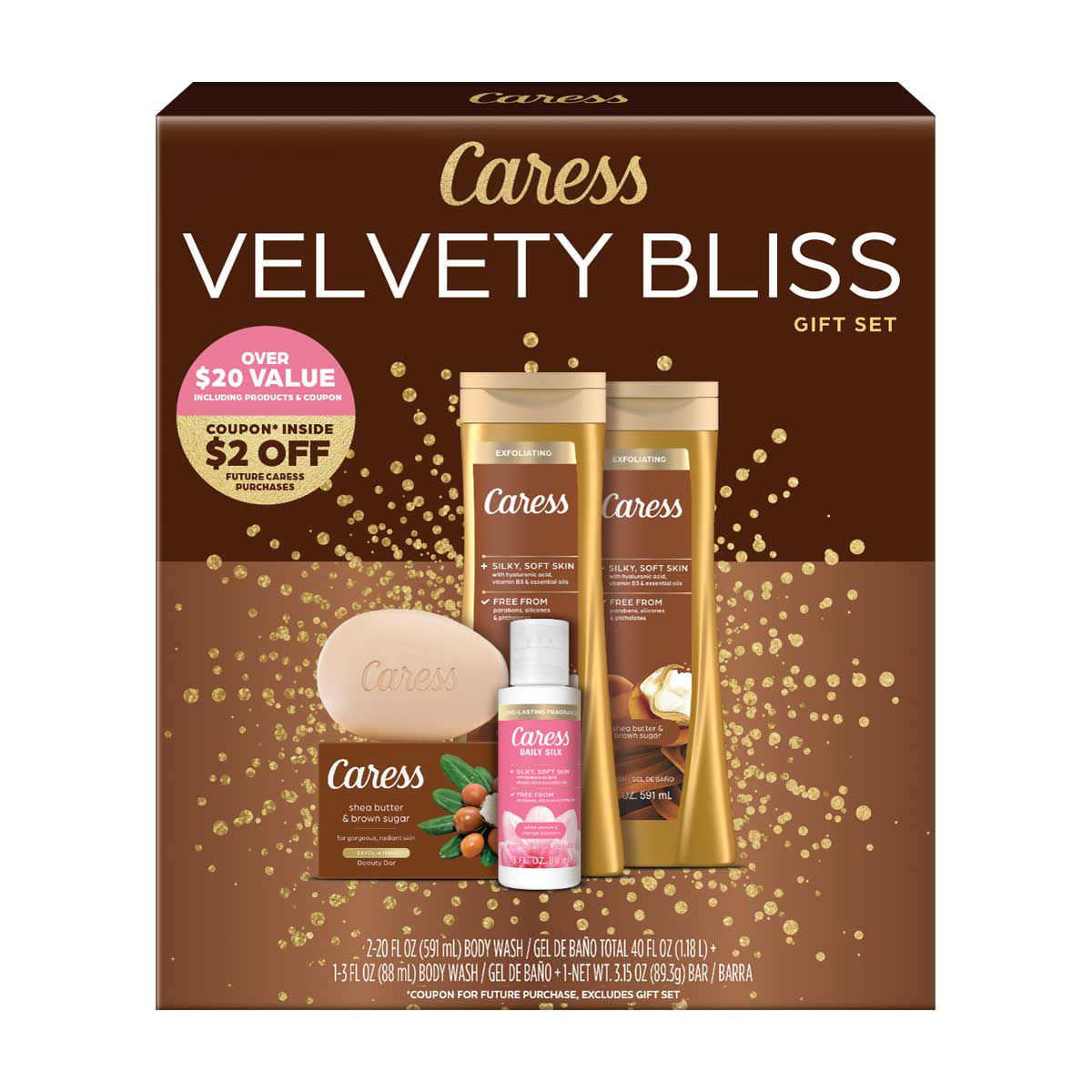 Caress Velvety Bliss Shea Butter & Brown Sugar Gift Set, 4 pc