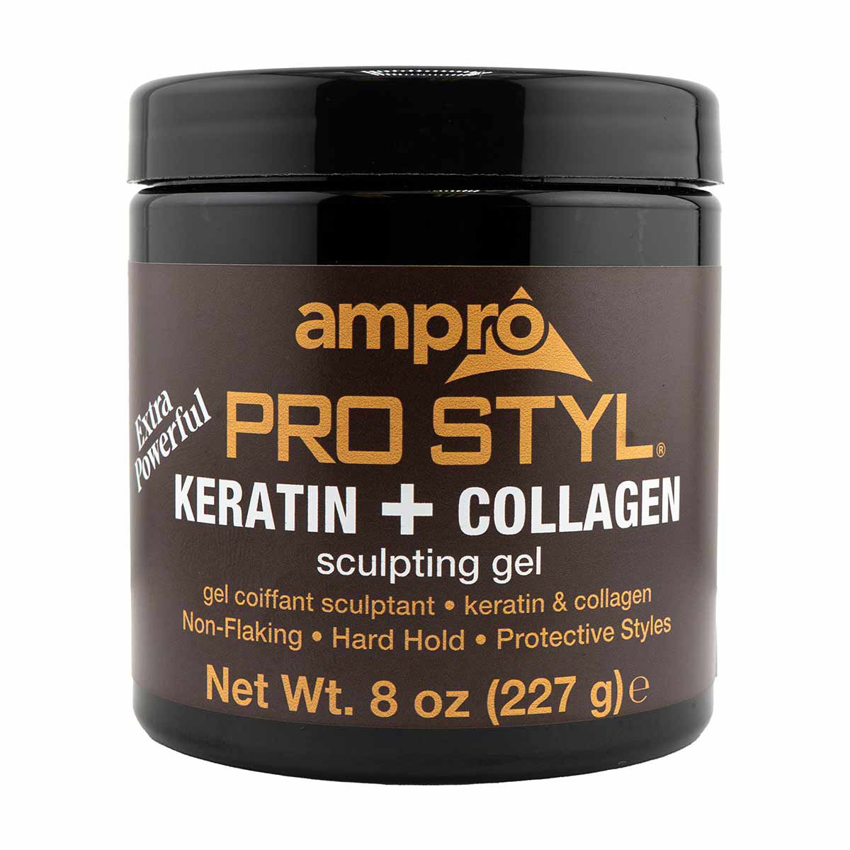 Ampro Pro Styl Keratin + Collagen Sculpting Gel, Hard Hold, Non-Flaking, 8 oz
