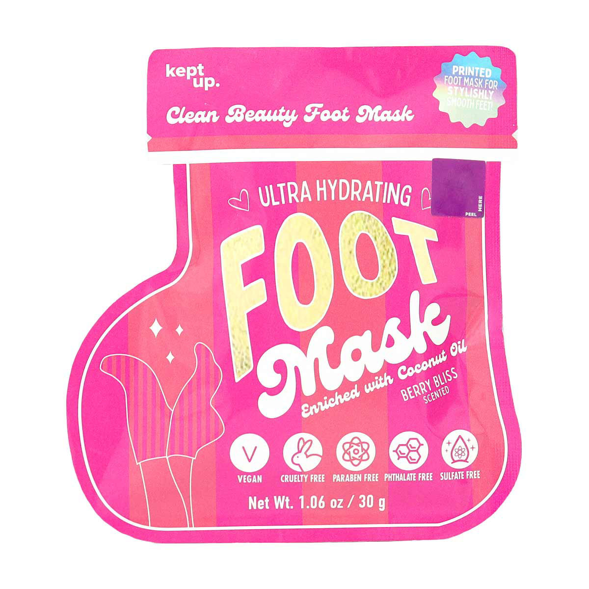 Kept Up Berry Bliss Scented Ultra Hydrating Foot Mask, 1.06 oz