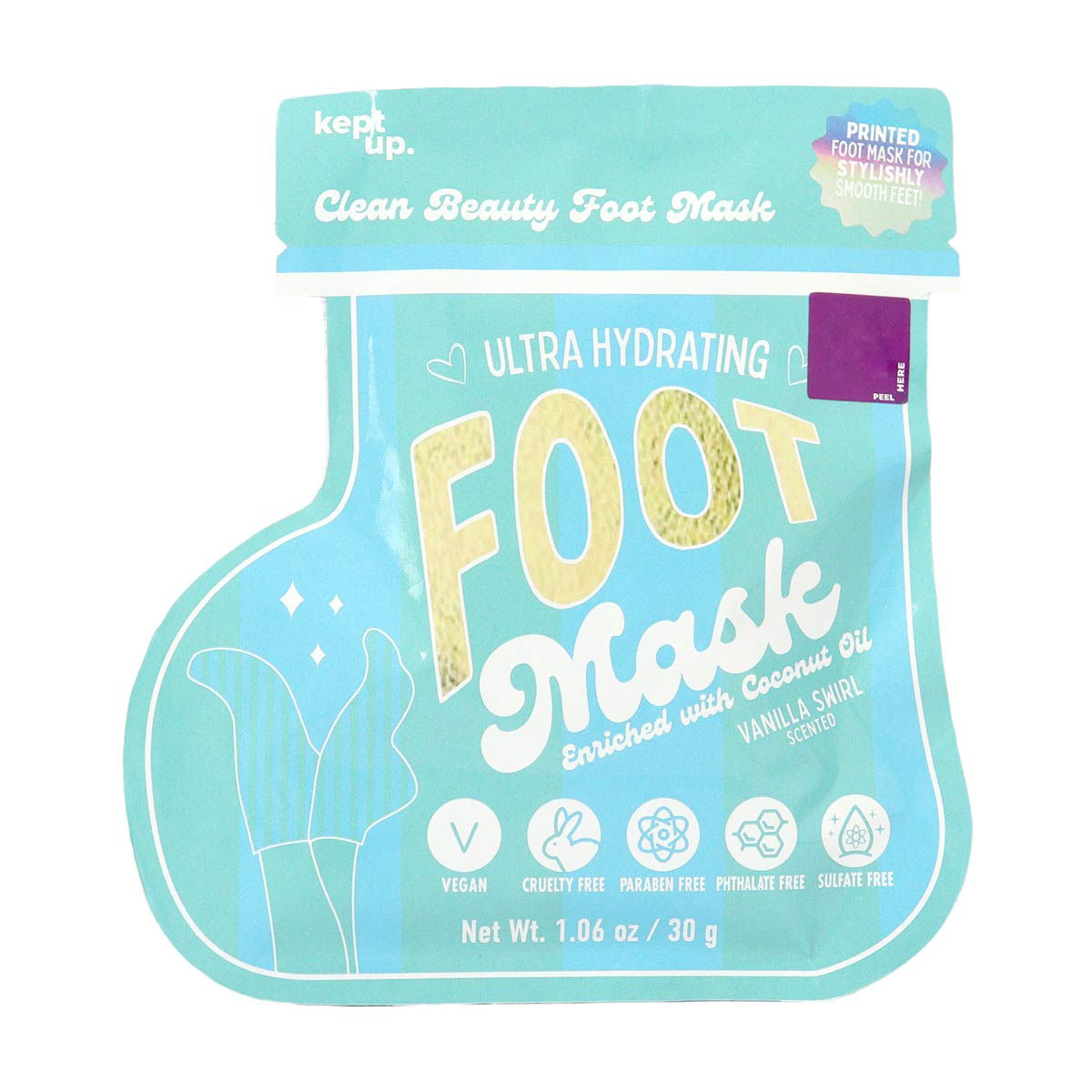 Kept Up Vanilla Swirl Scented Ultra Hydrating Foot Mask, 1.06 oz