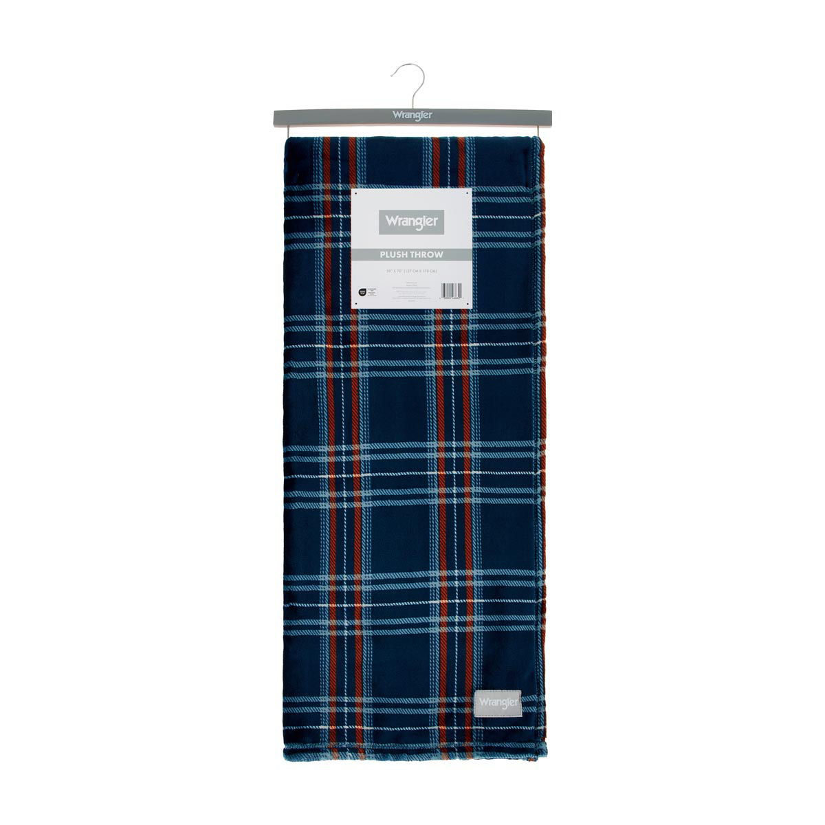 Wrangler Navy Plaid Plush Throw, 50x70 in