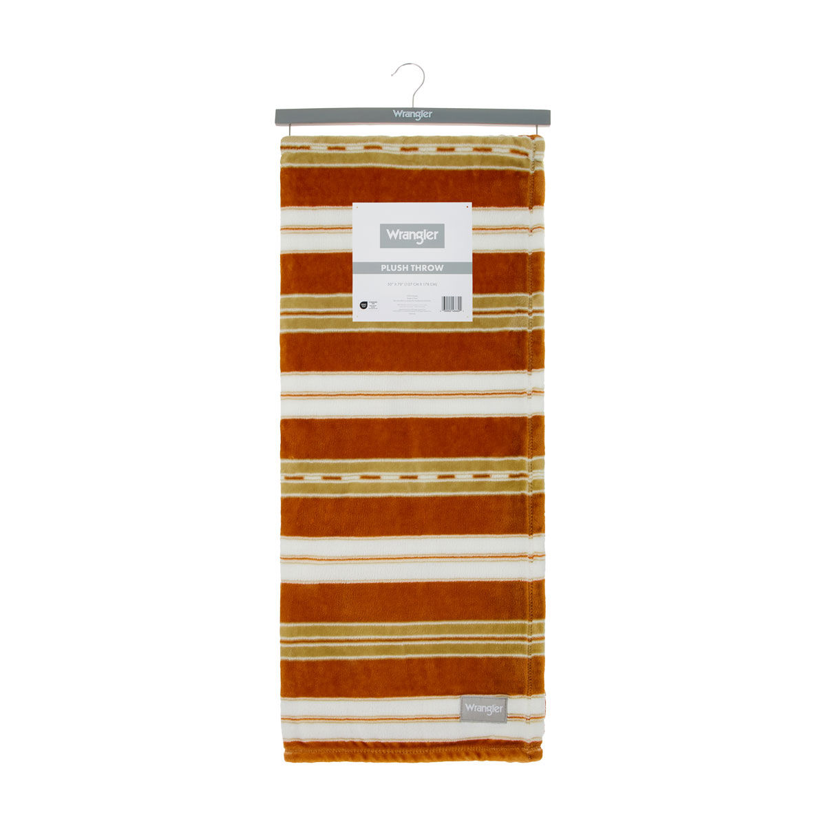 Wrangler Rust & Tan Striped Plush Throw, 50x70 in