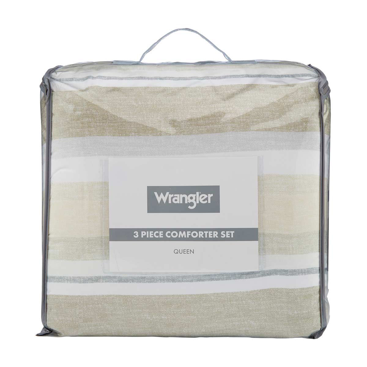 Wrangler Tan & Gray Striped 3 Piece Comforter Set, Queen