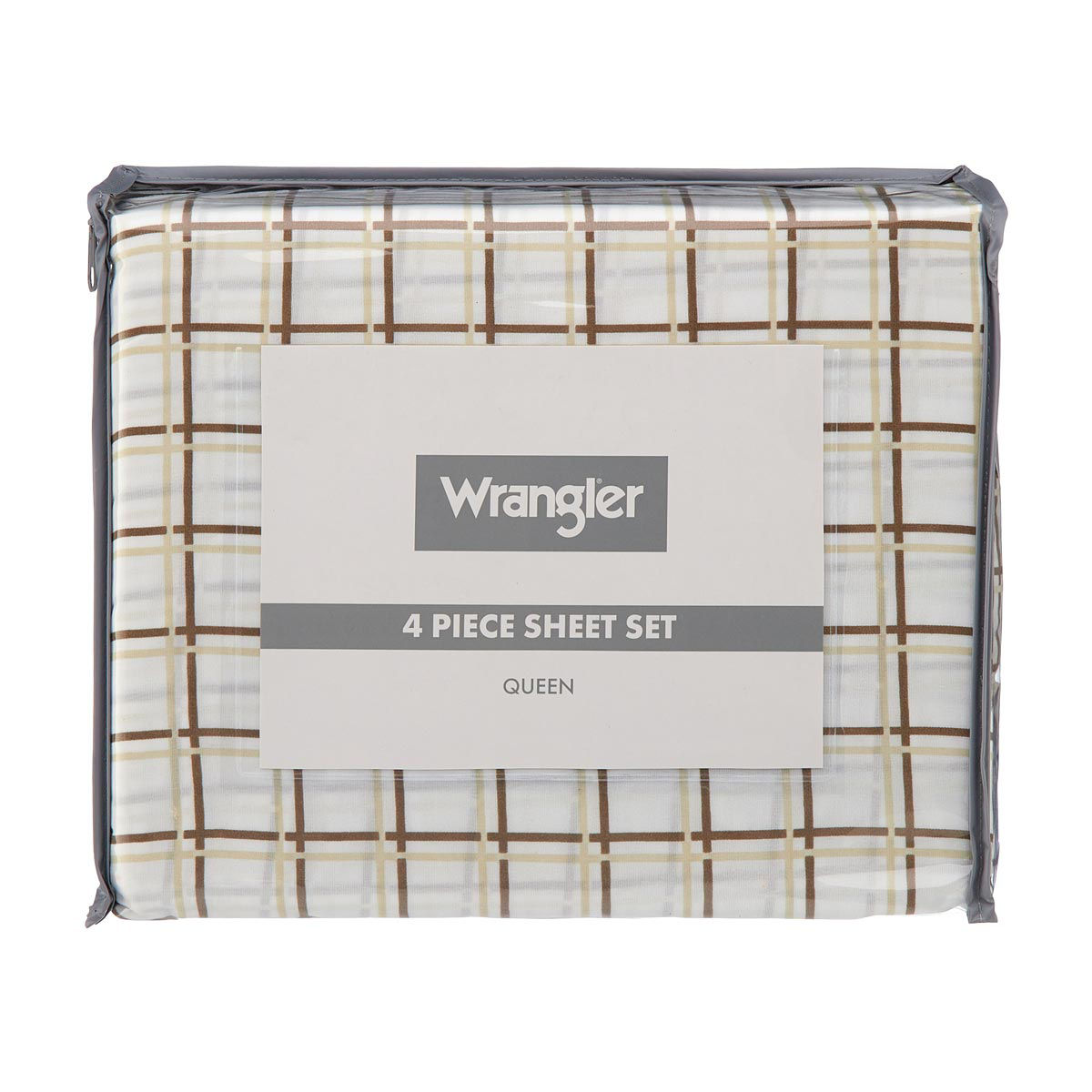 Wrangler Brown & Tan Plaid 4 Piece Sheet Set, Queen