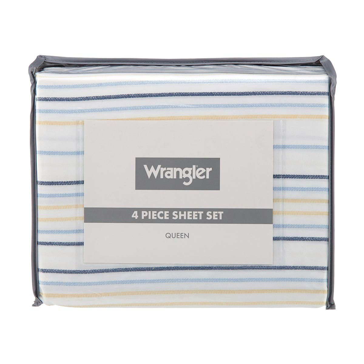 Wrangler Blue & Tan Striped 4 Piece Sheet Set, Queen