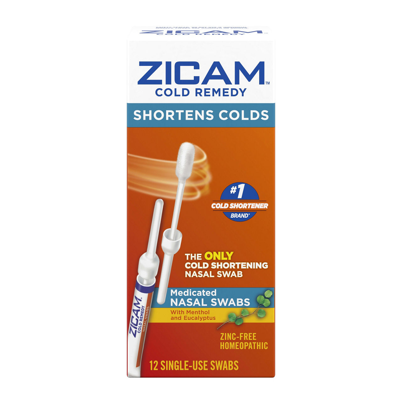 Zicam Cold Remedy Medicated Nasal Swabs with Menthol & Eucalyptus, 12 ct