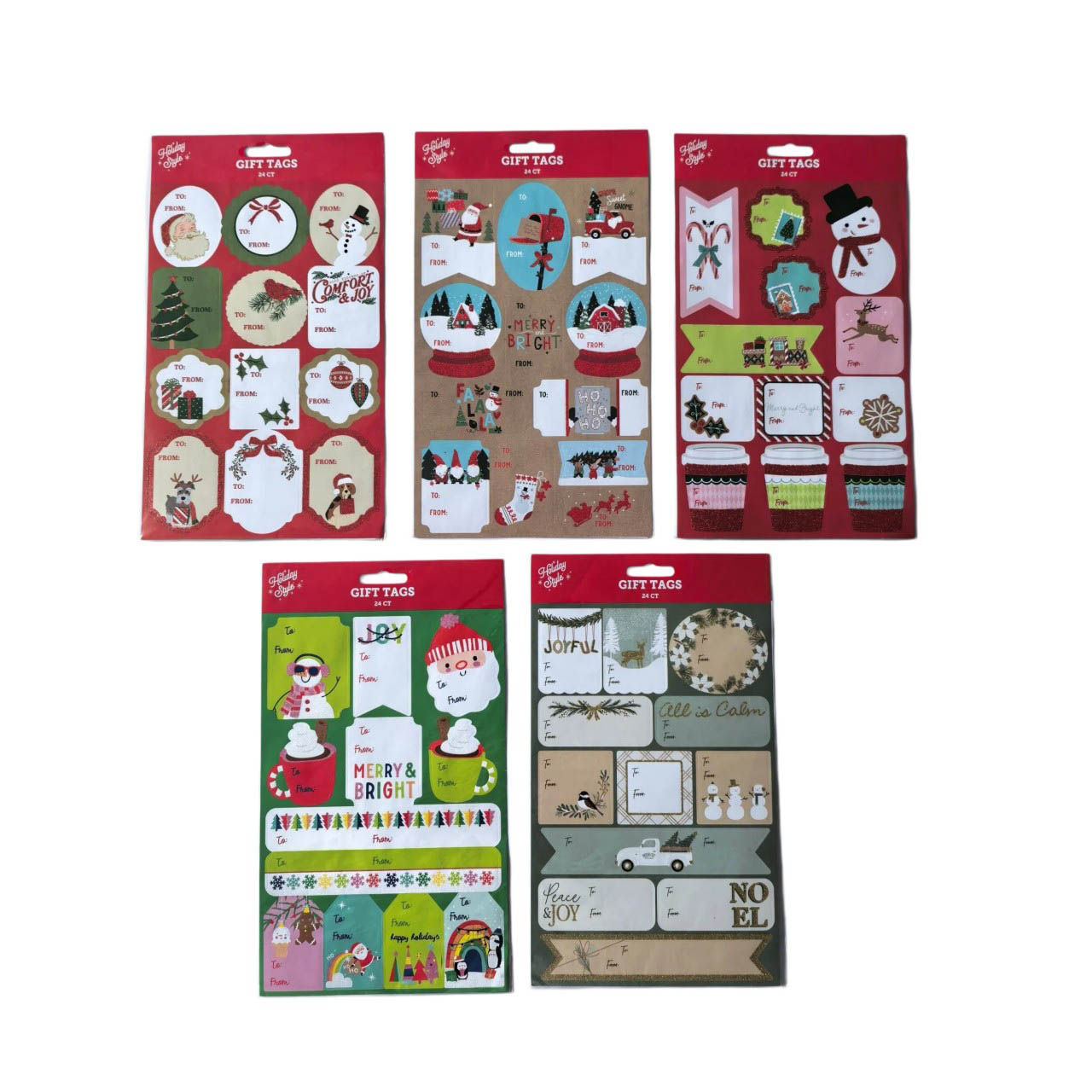 Christmas Gift Tags, 24 ct, 6 Assorted Designs