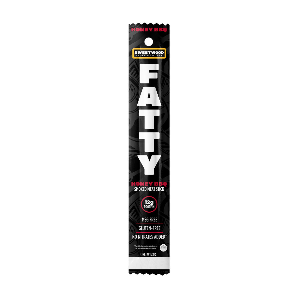 FATTY Meat Sticks, Made with Grass Fed Beef, Pork Raised Without Antibiotics, 12g Protein Per Stick, Honey BBQ, 2 oz