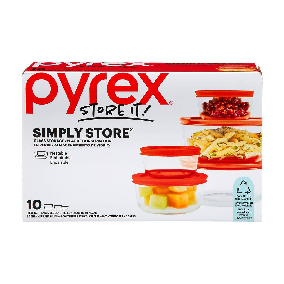 Pyrex® Simply Store® 10-pc Glass Storage Set with Plastic Lids