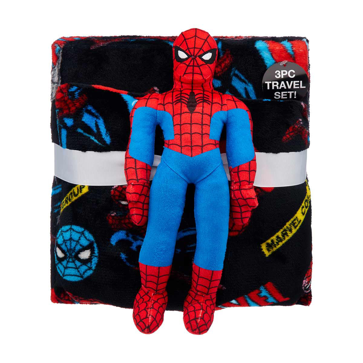 Marvel Spider-Man 3-Piece Travel Set with Plush Doll, Pillow and Blanket
