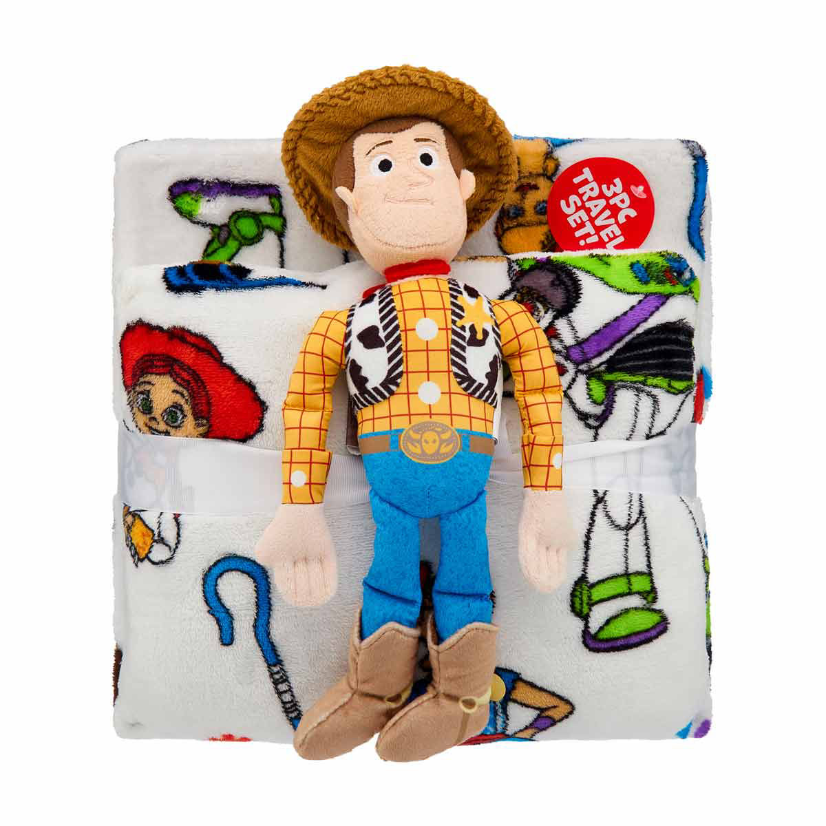 Disney Pixar Toy Story Woody 3-Piece Travel Set with Plush Doll, Pillow and Blanket