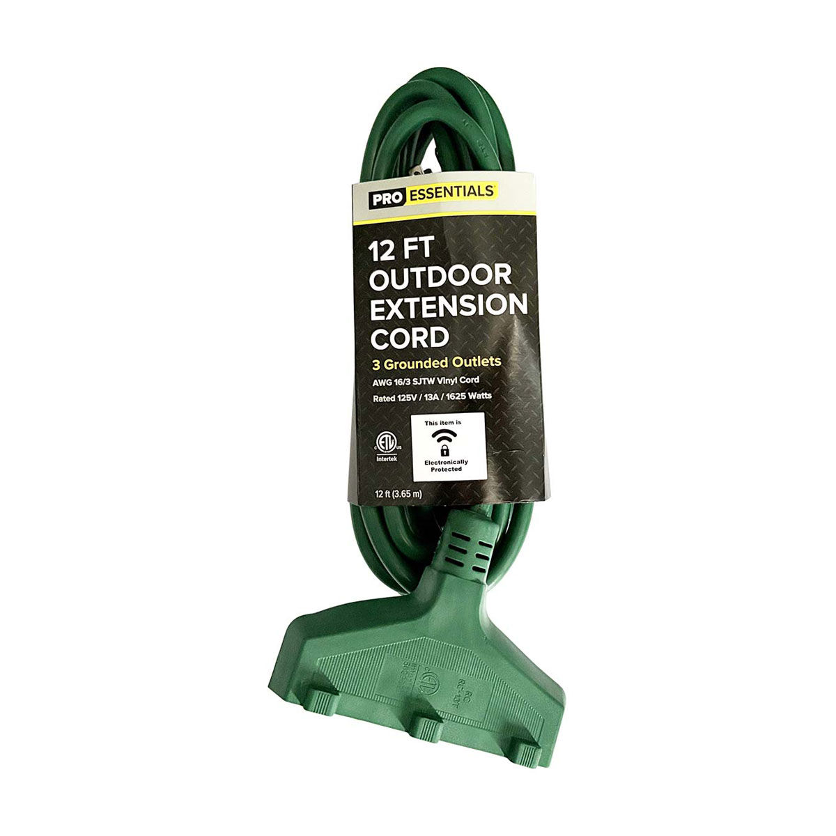 Pro Essentials Fall Triple Outlet Outdoor Extension Cord, 12 ft
