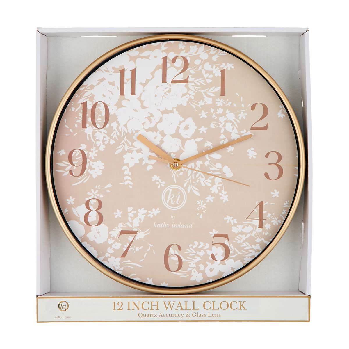 Kathy Ireland Pink Floral Round Quartz Wall Clock, 12 in