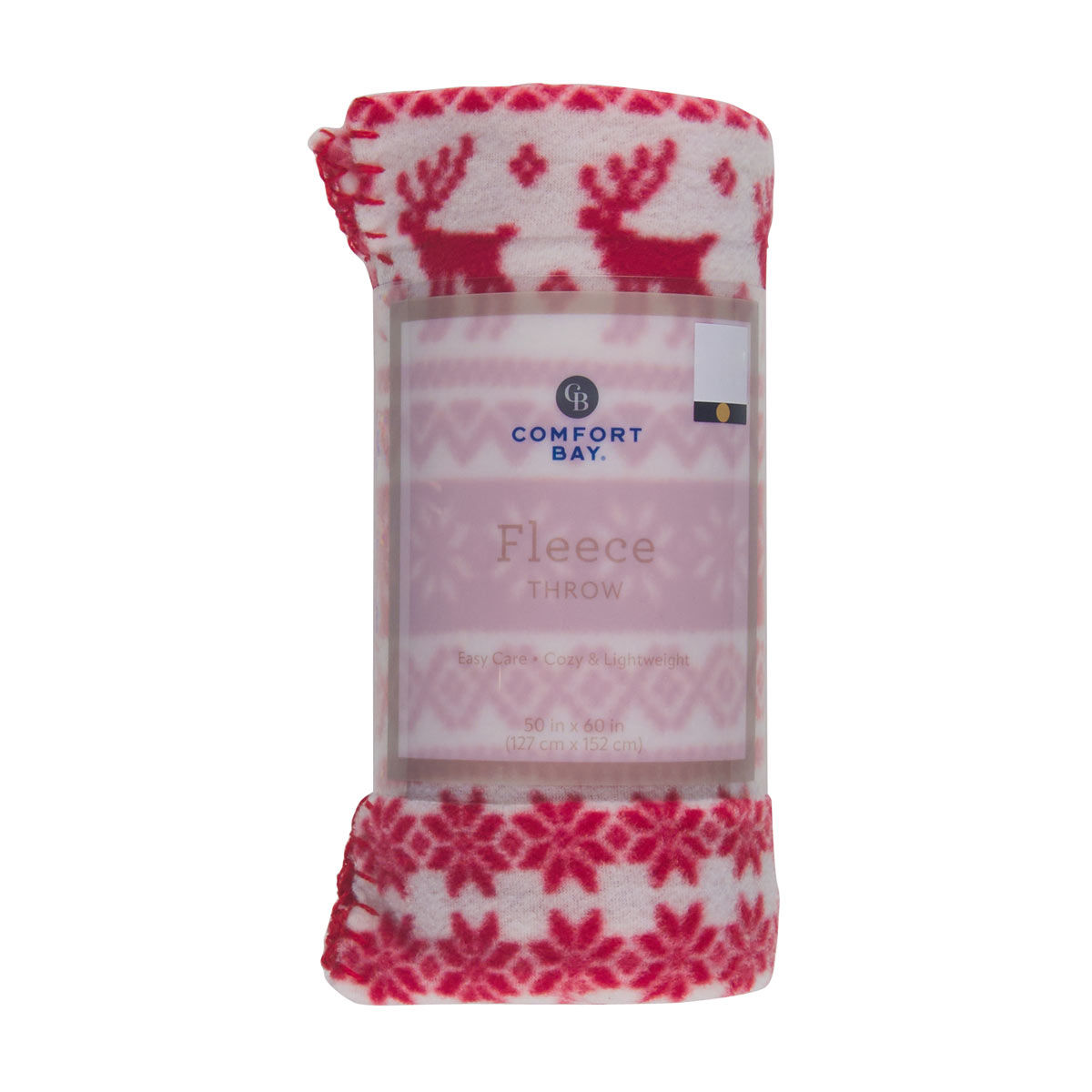 Comfort Bay Christmas Reindeer Snowflake Print Fleece Throw Blanket, 50x60 in