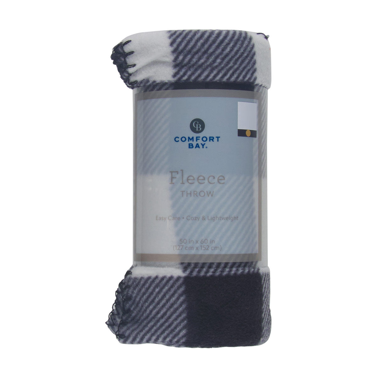 Comfort Bay Fall/Winter Navy & White Check Fleece Throw Blanket, 50x60 in