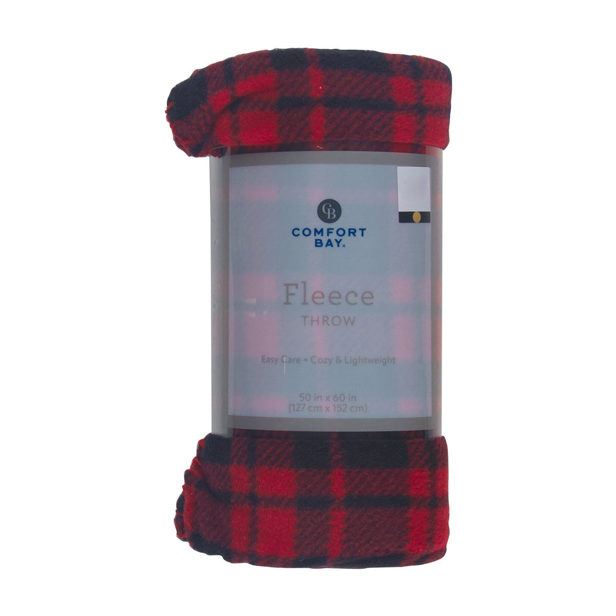 Comfort Bay Fall/Winter Red & Black Buffalo Check Fleece Throw Blanket, 50x60 in