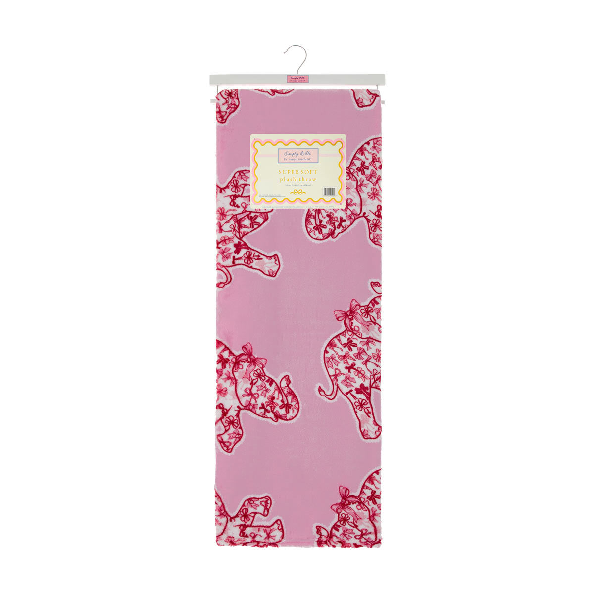 Simply Belle Pink Elephant Print Plush Throw, 50x70 in