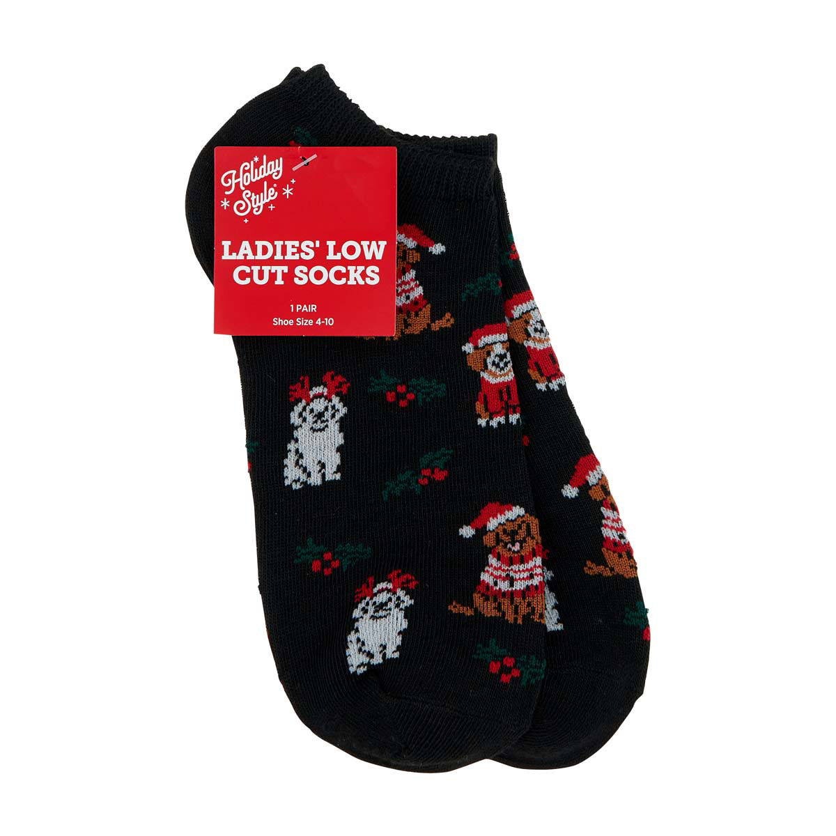 Holiday-Style-Ladies'-Christmas-Puppy-Low-Cut-Socks