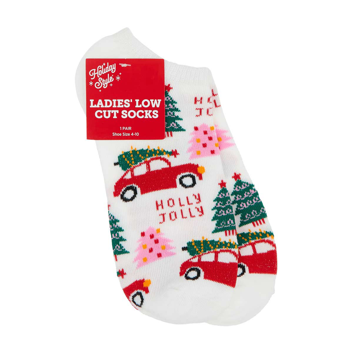Holiday-Style-Ladies'-Holly-Jolly-Car-Low-Cut-Socks