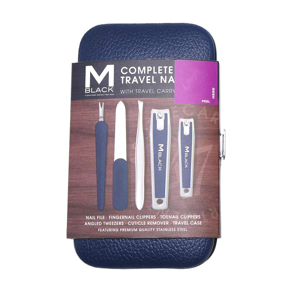 M Black Navy Complete Travel Nail Care Kit, 6 pc
