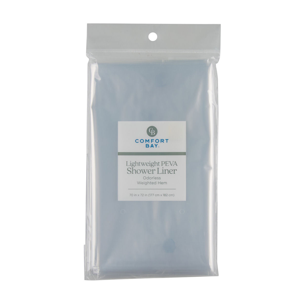 Comfort Bay Clear Lightweight PEVA Shower Curtain Liner, 70x72 in