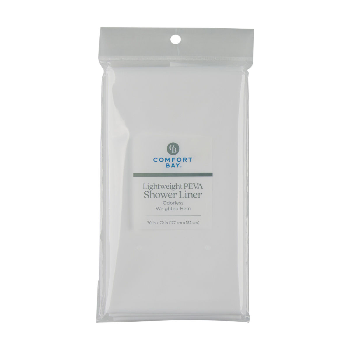 Comfort Bay White Lightweight PEVA Shower Curtain Liner, 70x72 in