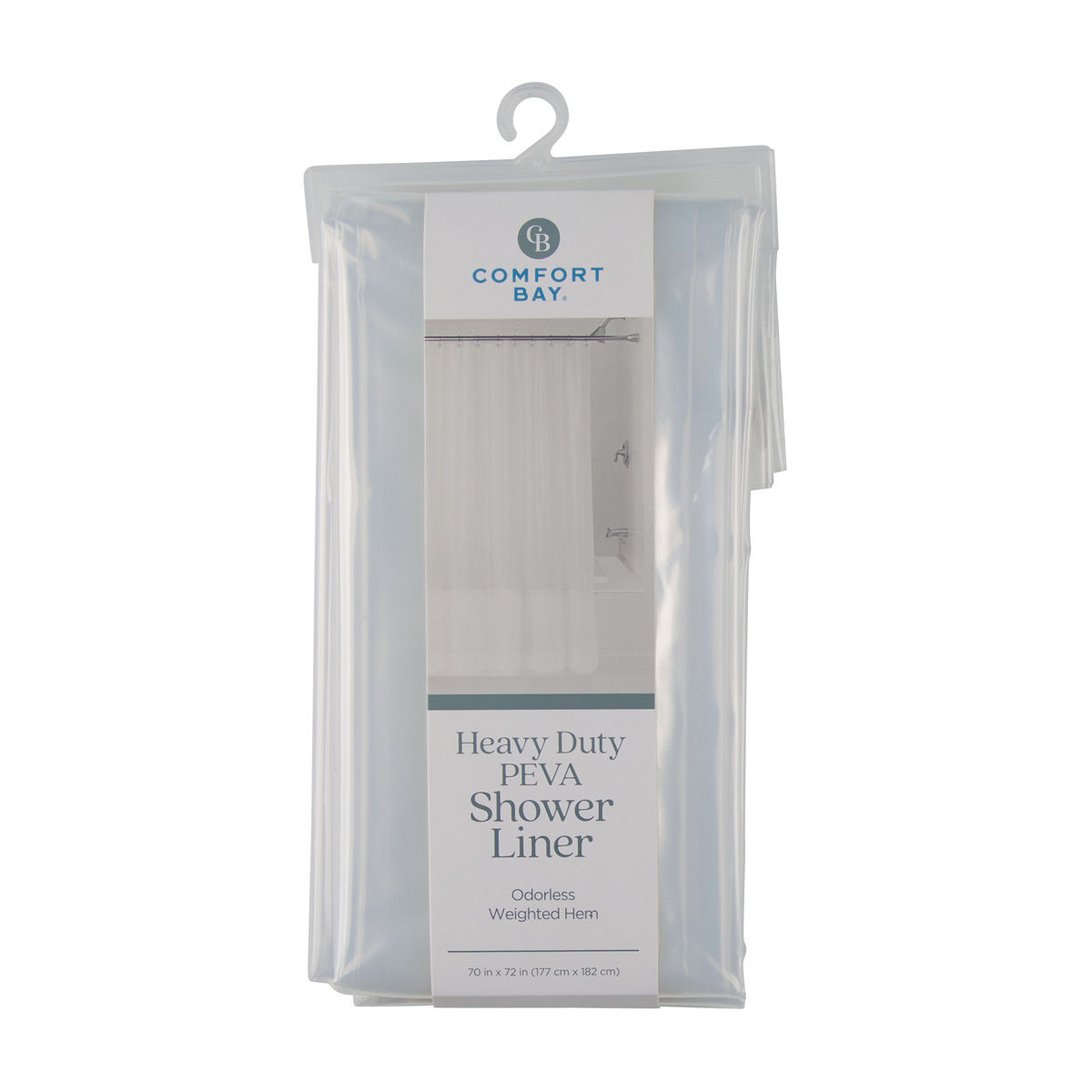 Comfort Bay Heavy Duty PEVA Shower Liner, Clear, 70x72 in
