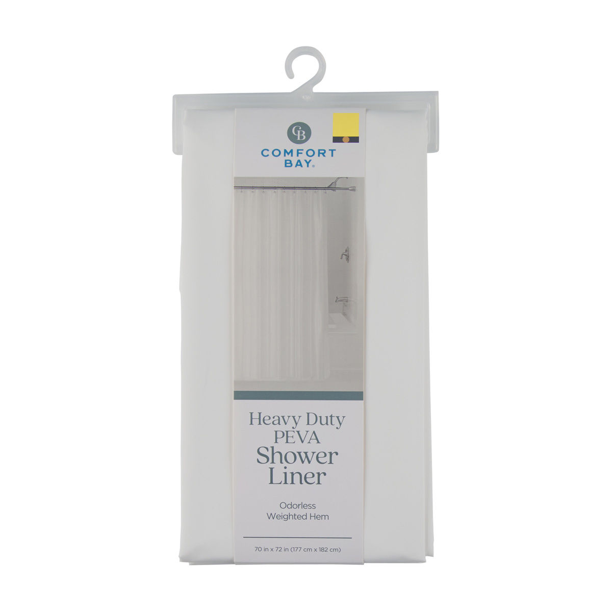 Comfort Bay White Heavy Duty PEVA Shower Liner, 70x72 in
