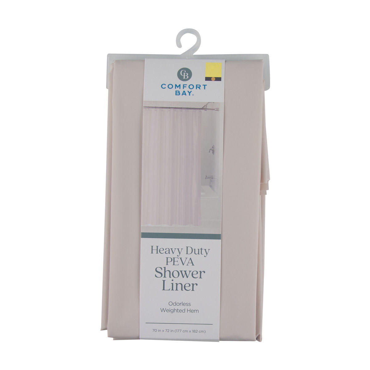 Comfort Bay Sand Heavy Duty PEVA Shower Liner, 70x72 in