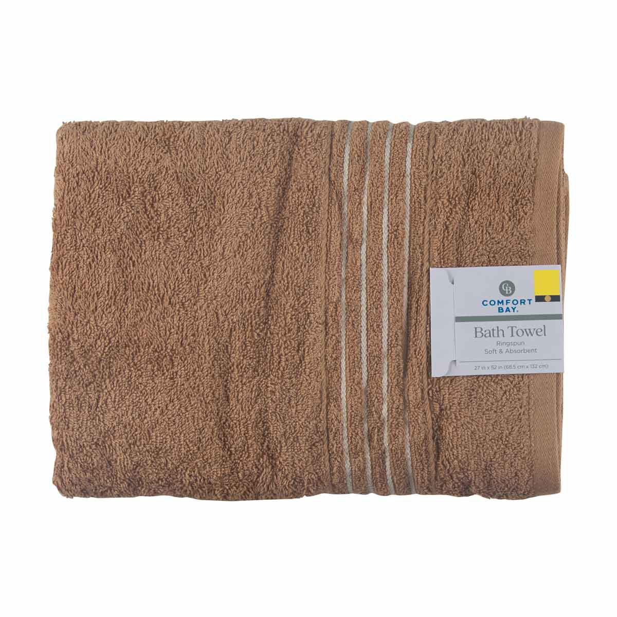 Comfort Bay Light Brown Ringspun Cotton Bath Towel, 27x52 in
