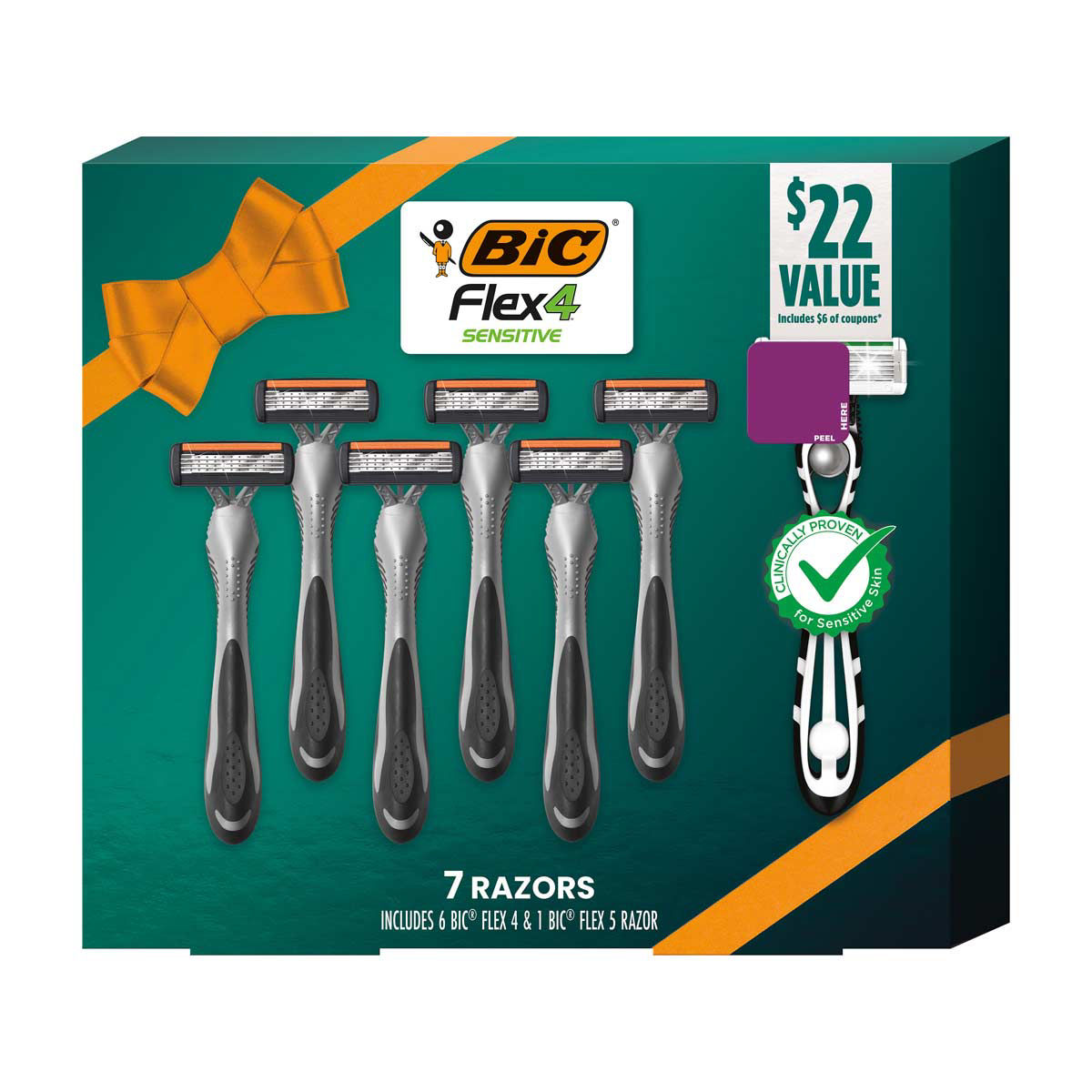 BIC Flex4 Sensitive Disposable Razors, 7 ct