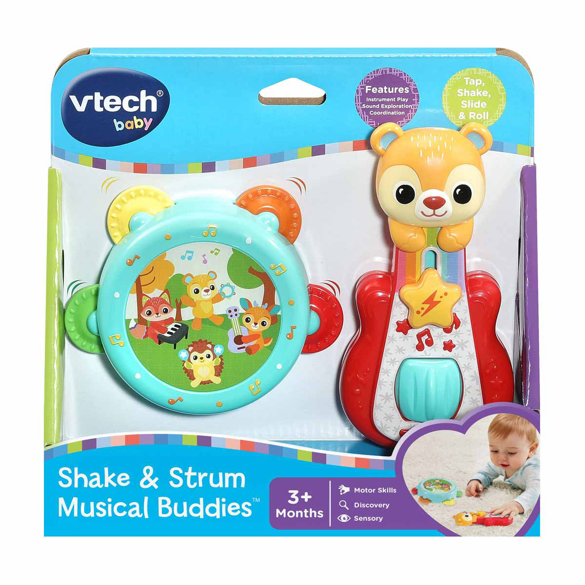 VTech Baby Shake & Strum Musical Buddies Guitar and Tambourine Toy Set, 2 pc