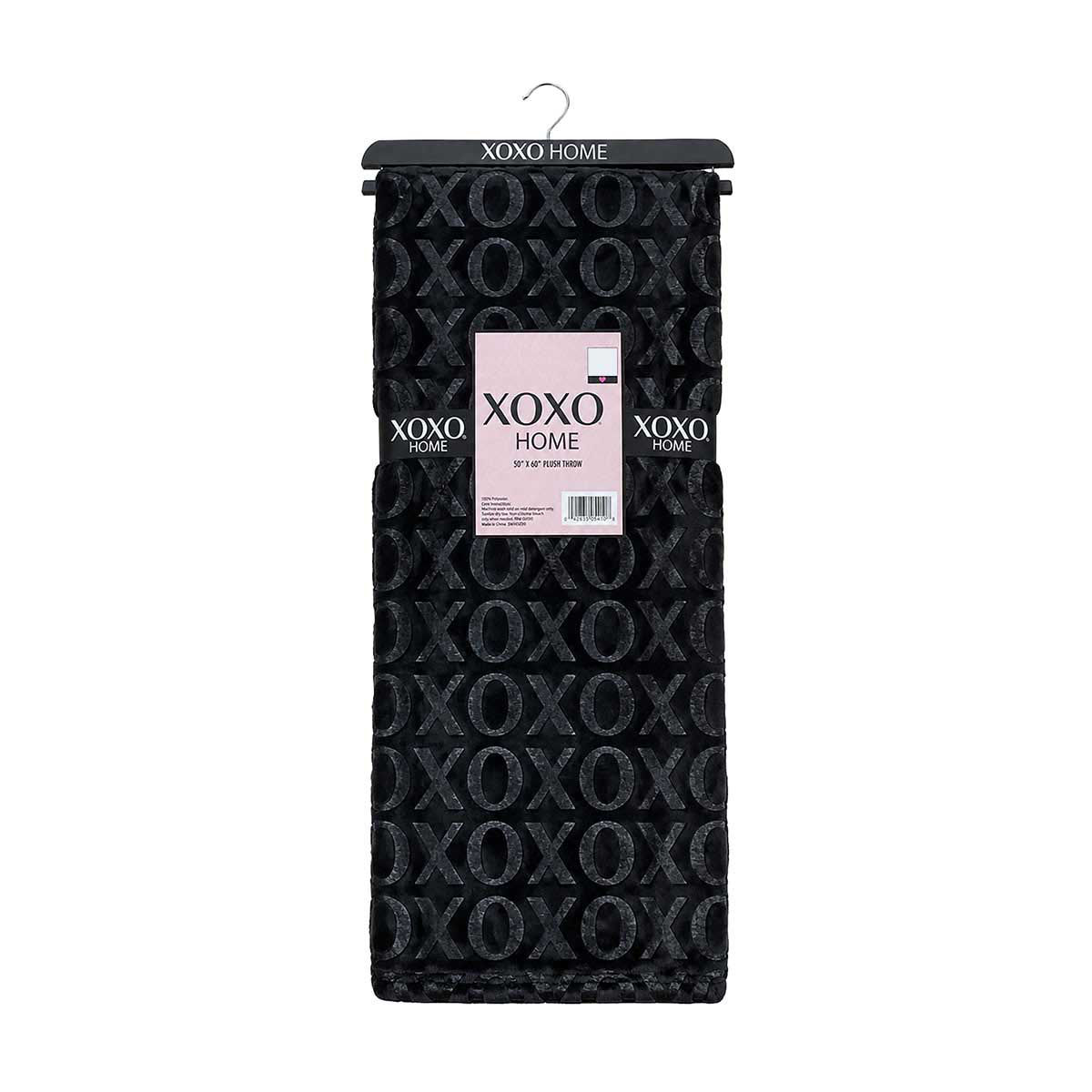 XOXO HOME Valentine’s Day Black Embossed Plush Throw, 50x60 in