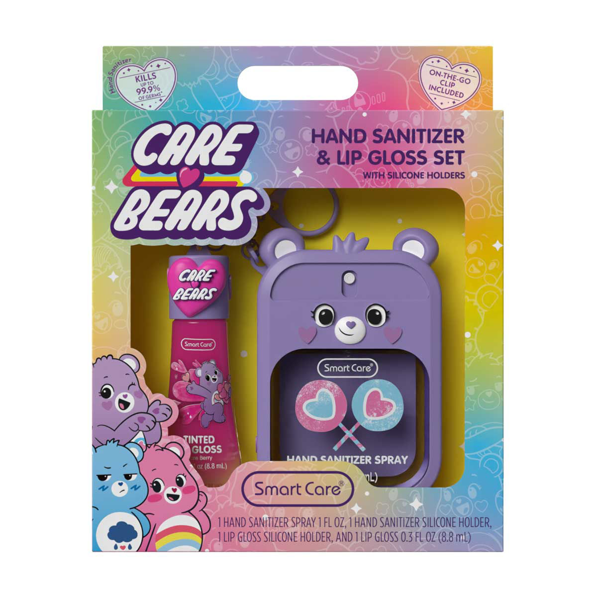 Care Bears Hand Sanitizer & Lip Gloss Set with Silicone Holders, 2 pc