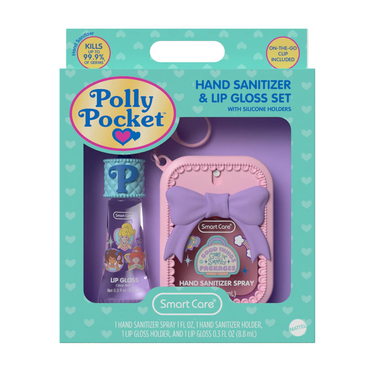 Polly Pocket Hand Sanitizer & Lip Gloss Set with Silicone Holders, 2 pc