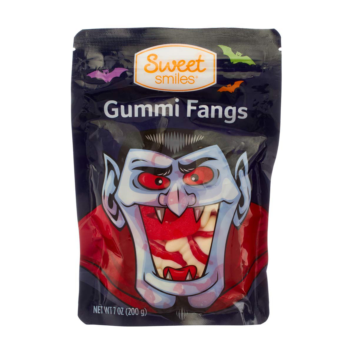 Sweet Smiles Halloween Gummi Fangs Candy Resealable Bag, 7 oz