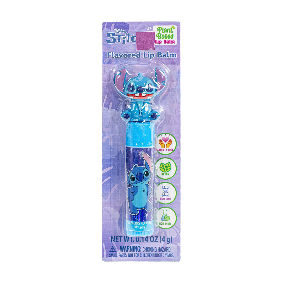Disney Stitch Blueberry Flavored Lip Balm with Topper, 0.14 oz