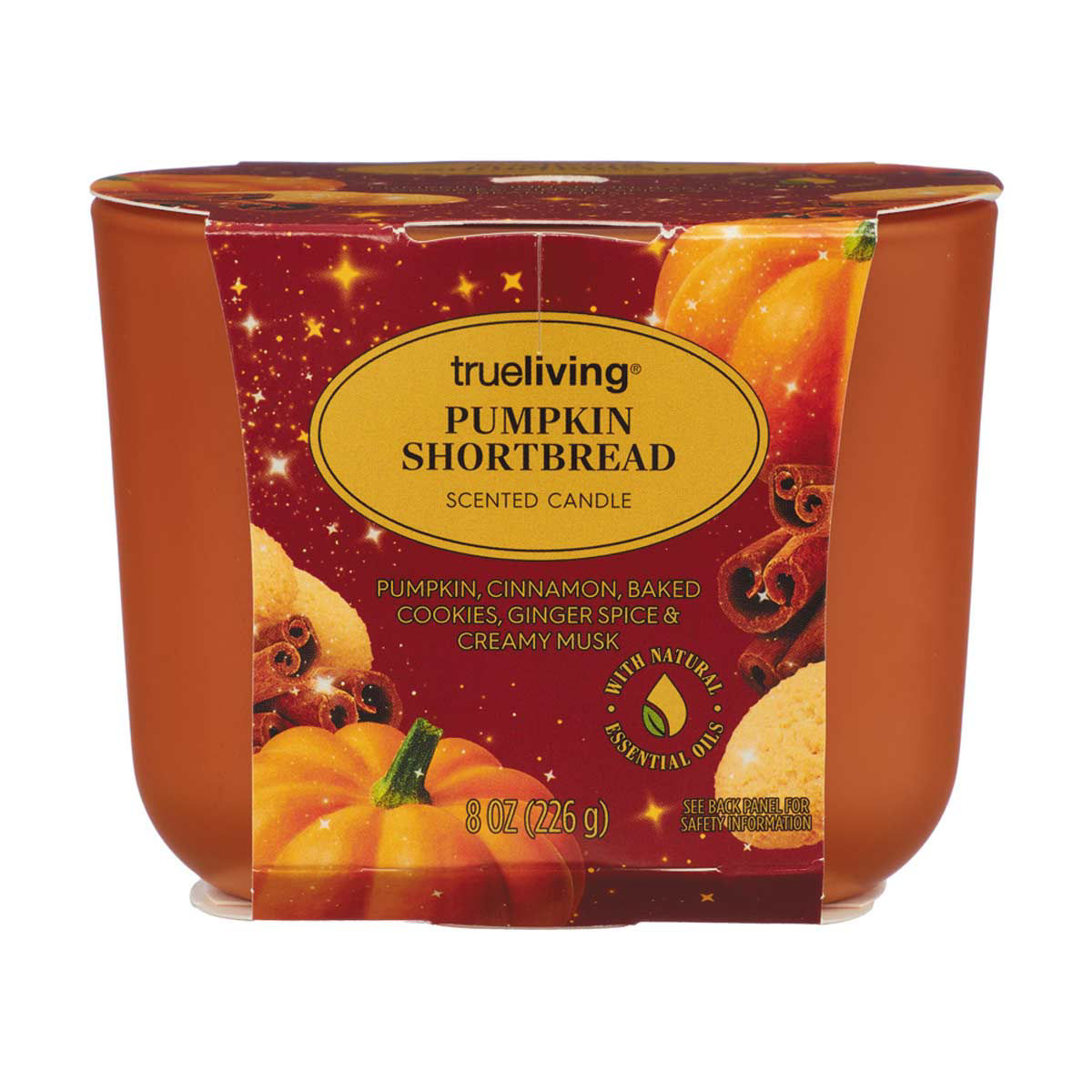 True Living Harvest Pumpkin Shortbread Scented Candle, 8 oz