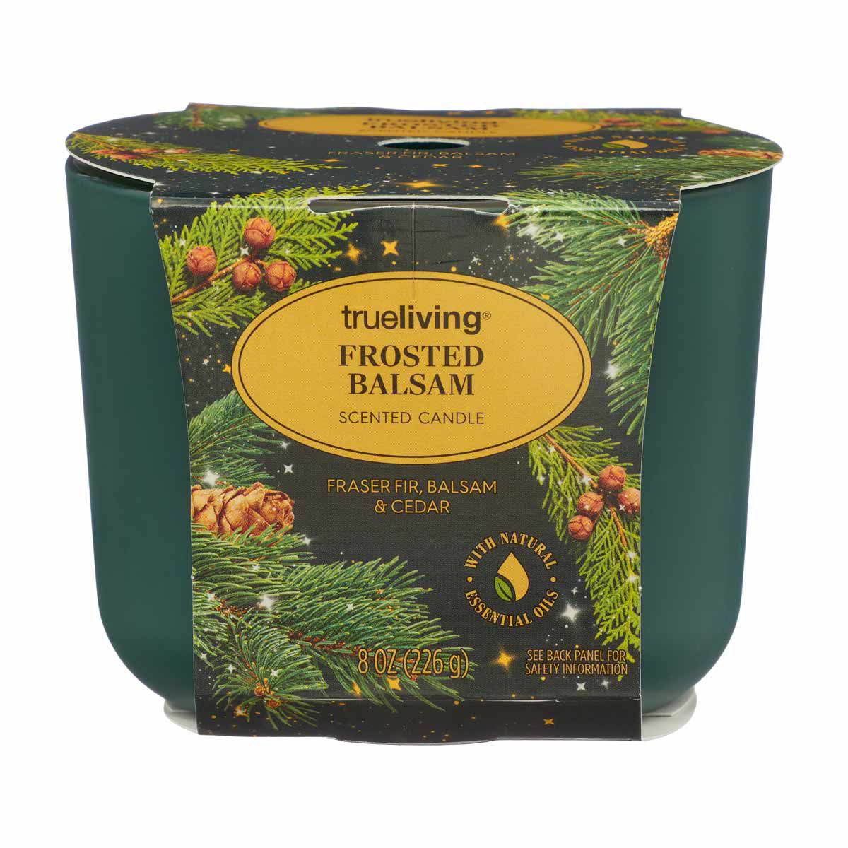 True Living Frosted Balsam Scented Candle, 8 oz