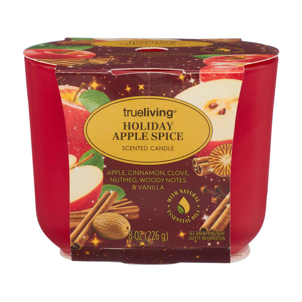 True Living Holiday Apple Spice Scented Candle, 8 oz