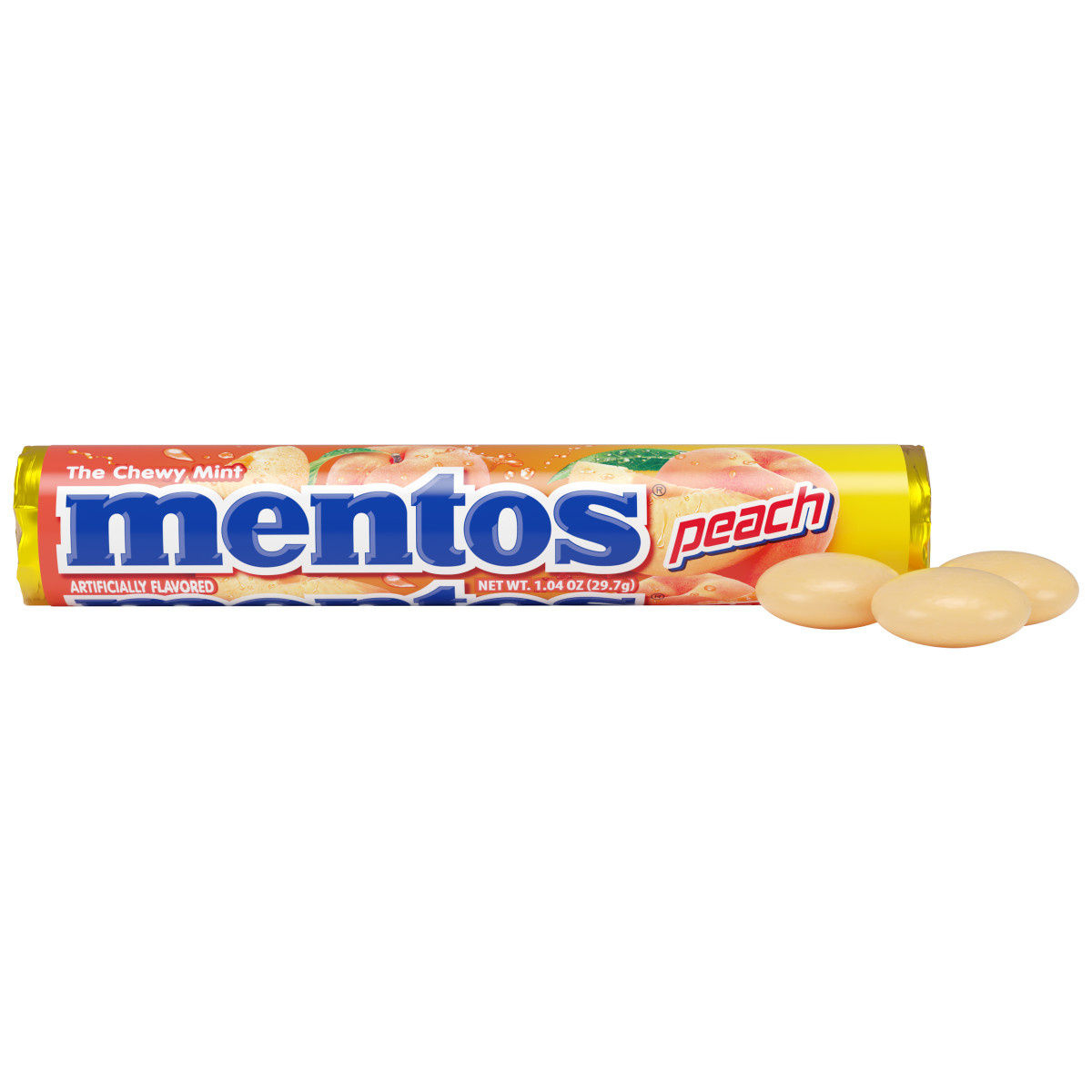 Mentos Chewy Mint Candy Roll, Peach, 11 pc