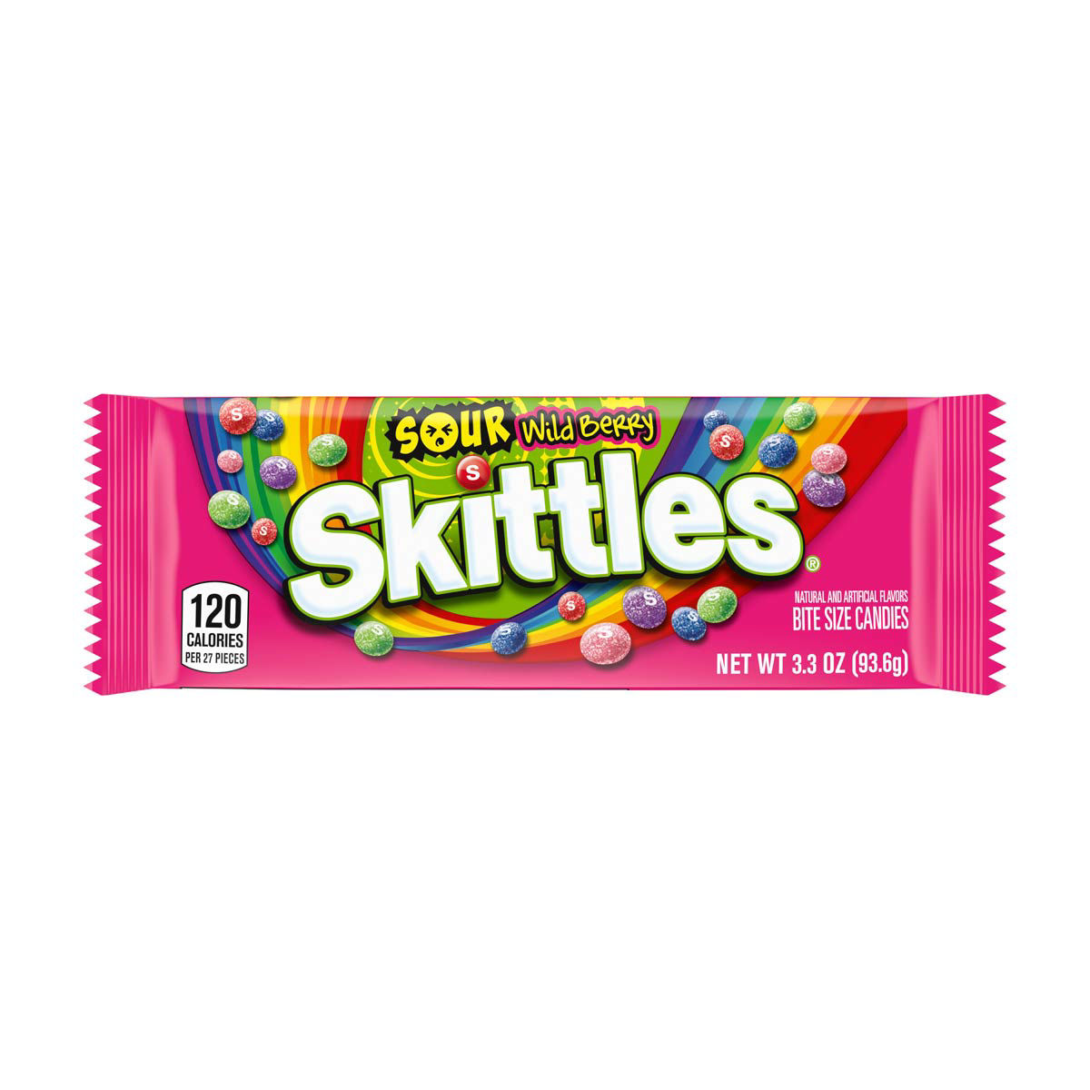 SKITTLES SOURS Wild Berry Chewy Candy, Share Size, 3.3 Oz Pack