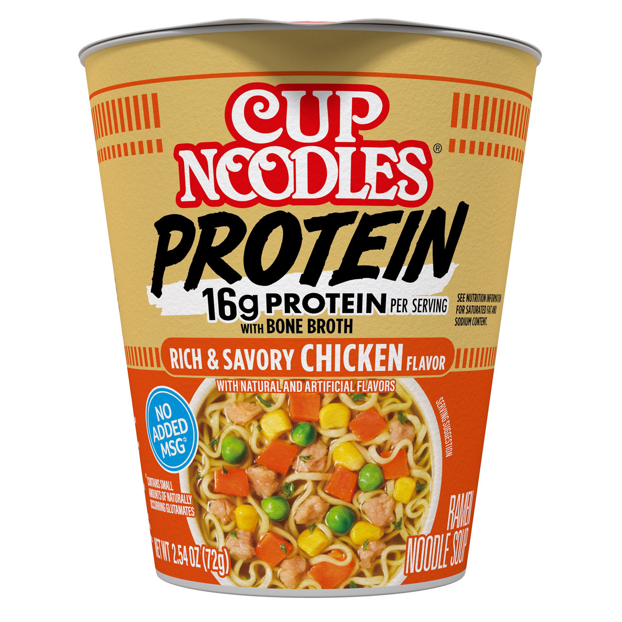 Nissin Cup Noodles Protein Rich & Savory Chicken Flavor Ramen Noodle Soup, 2.54 oz