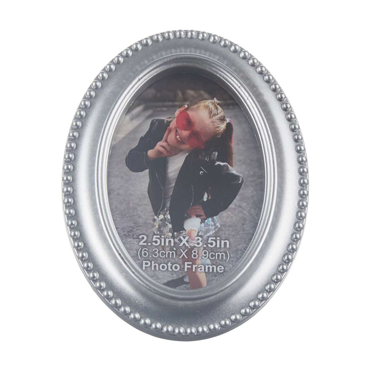Silver Beaded Oval Picture Frame