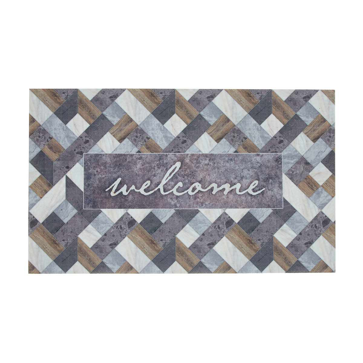 Rectangular 'Welcome' Printed Doormat, 18x30 in