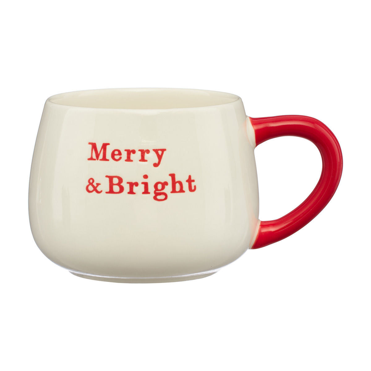 Christmas Cream & Red 'Merry & Bright' Mug